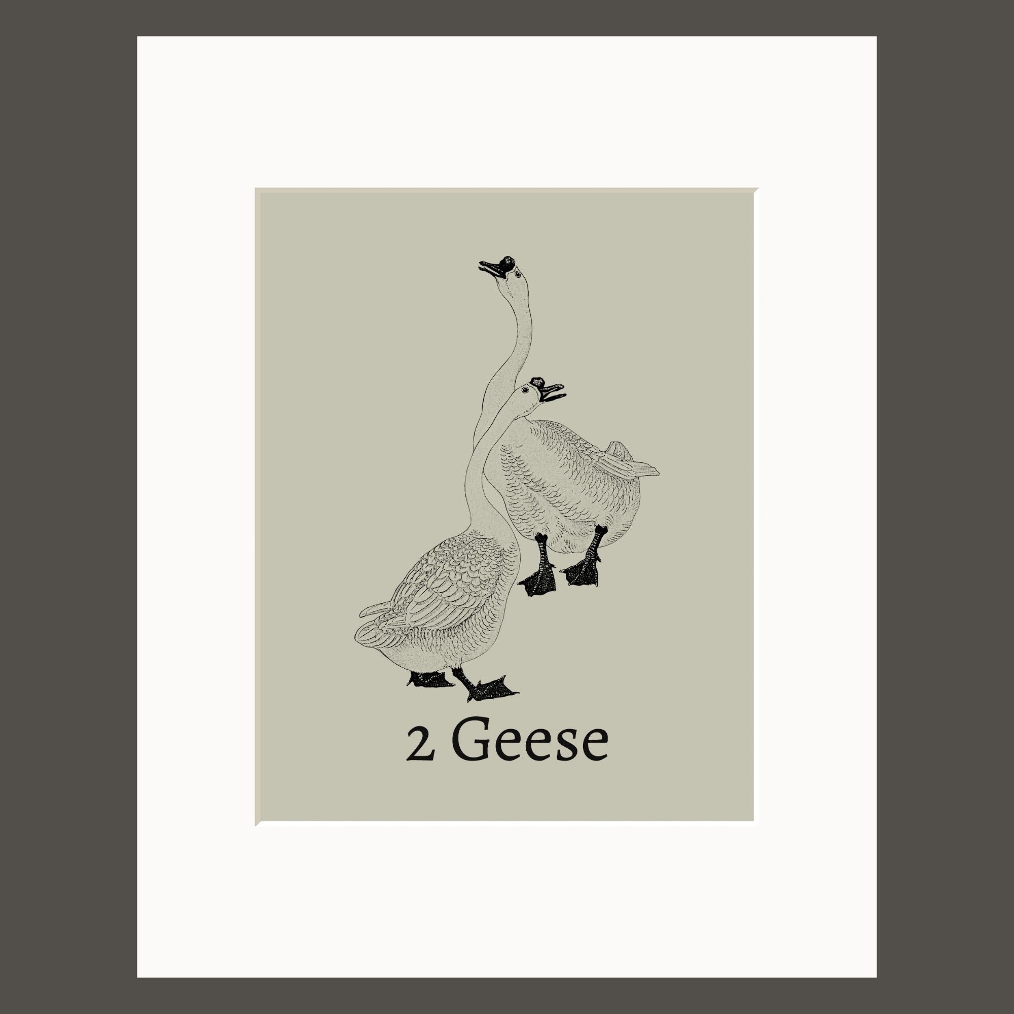 Set of 3 Sage Green Counting Geese Art Prints with Mats