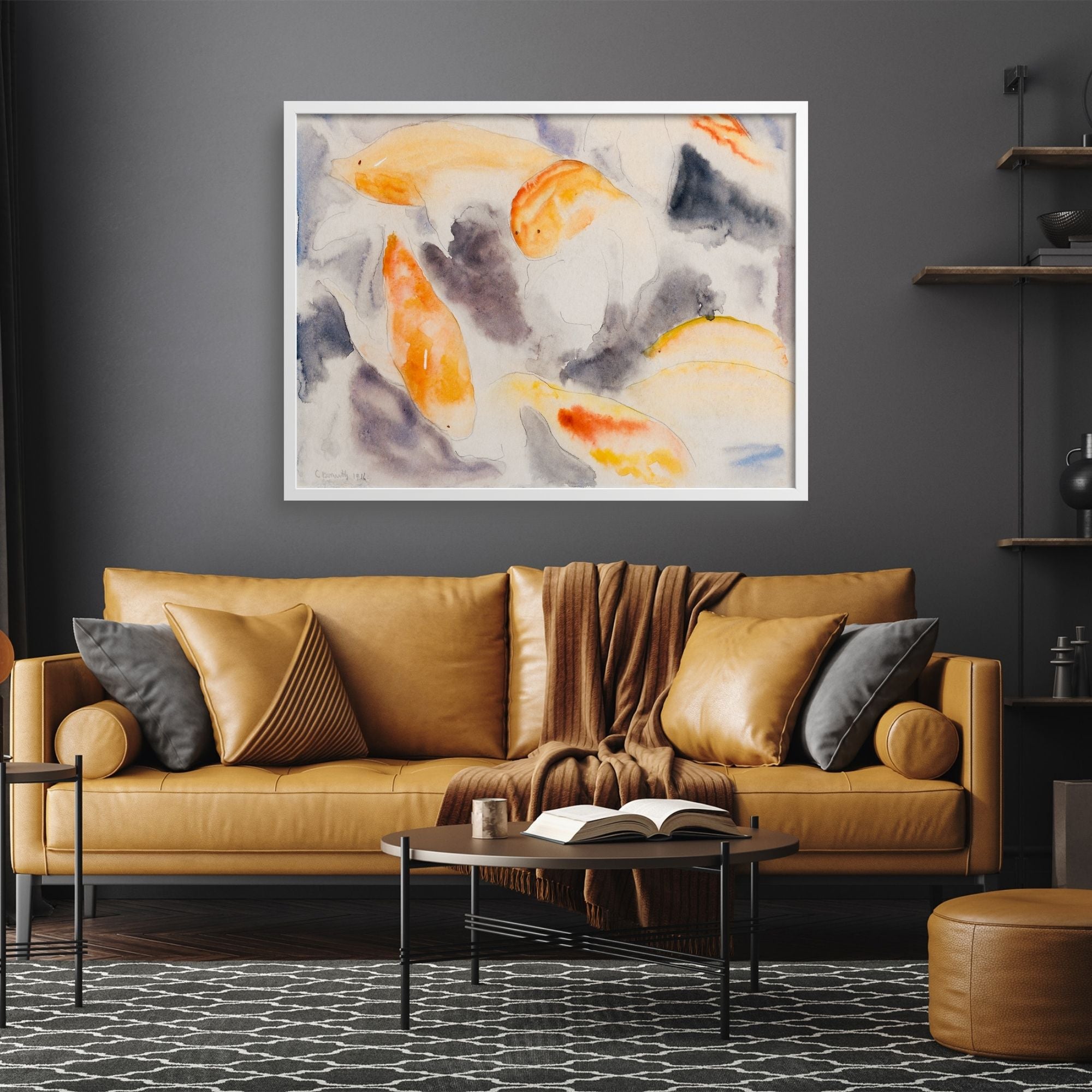 Charles Demuth tropical fish painting on a dark wall