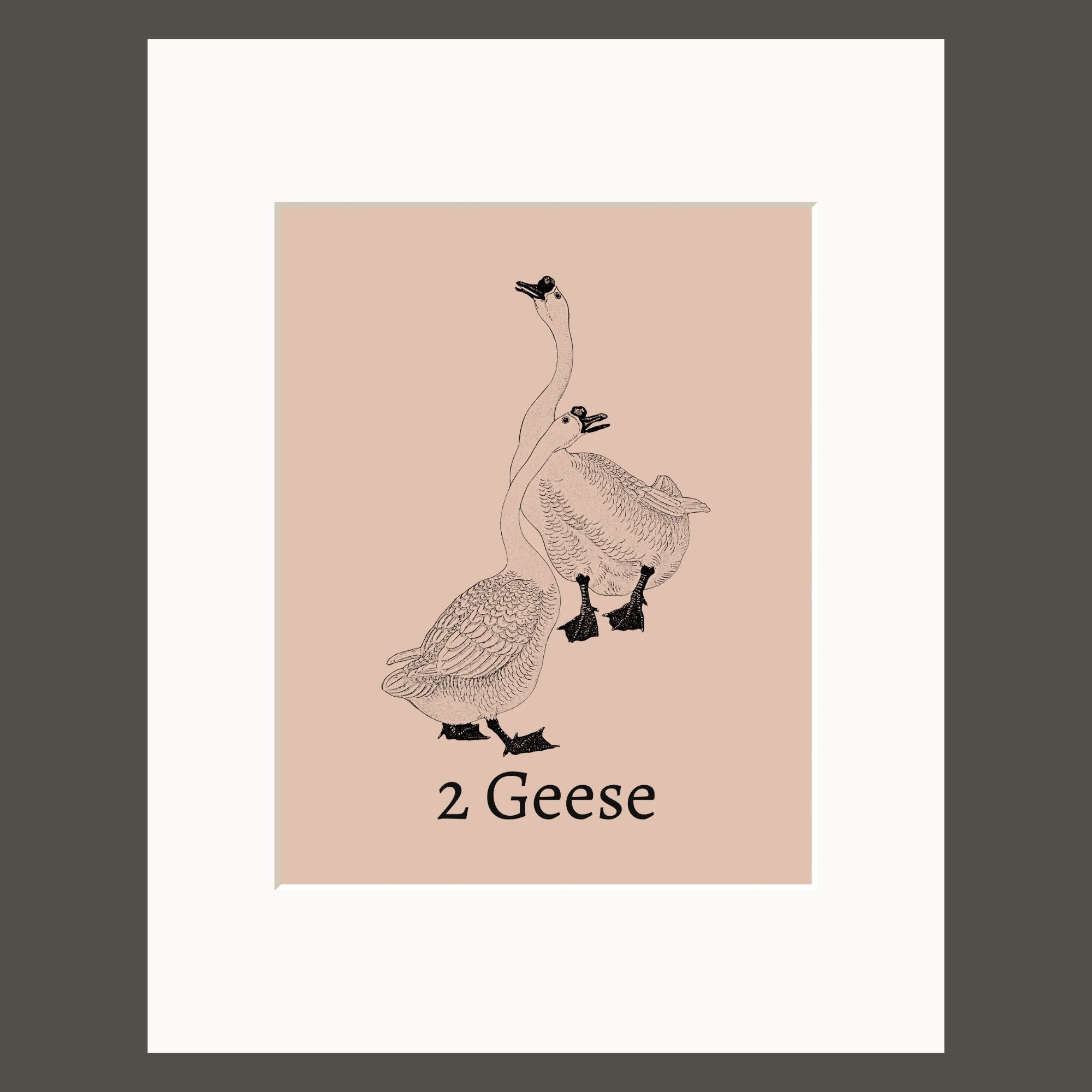 Set of 3 Dusty Pink Counting Geese Art Prints with Mats
