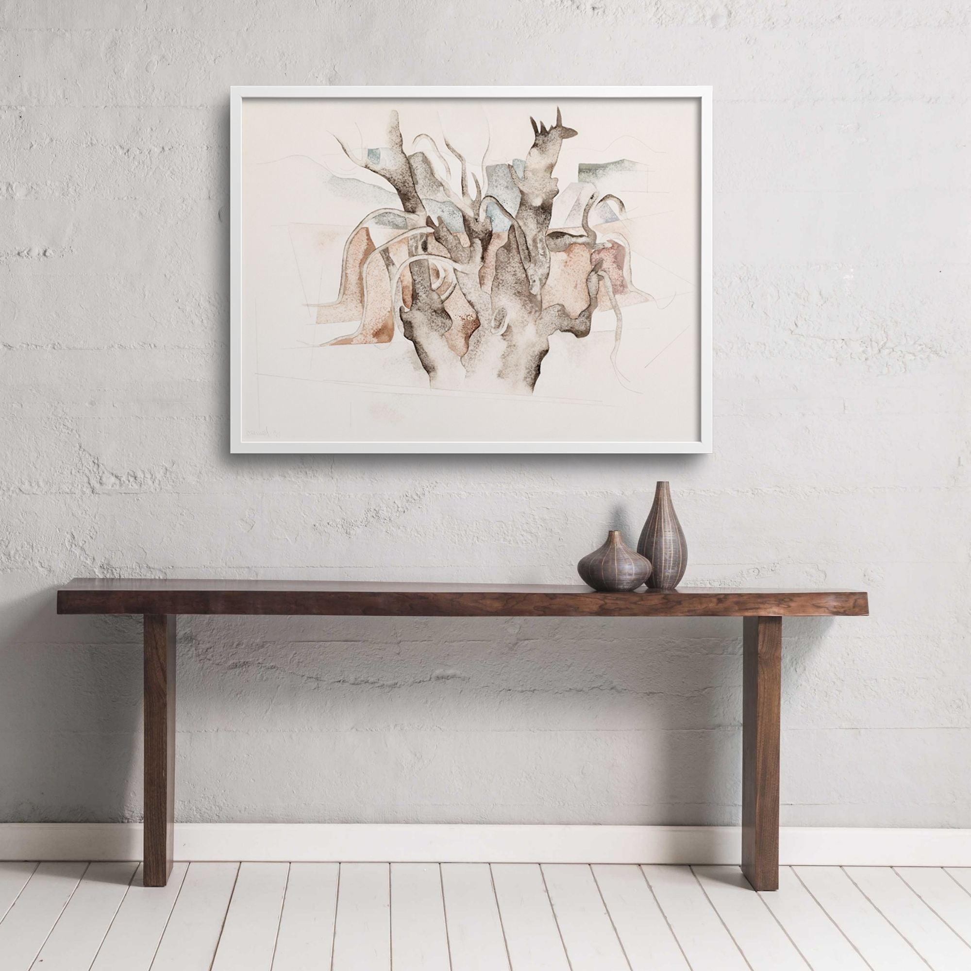 Cubist tree by Charles Demuth in an entryway.