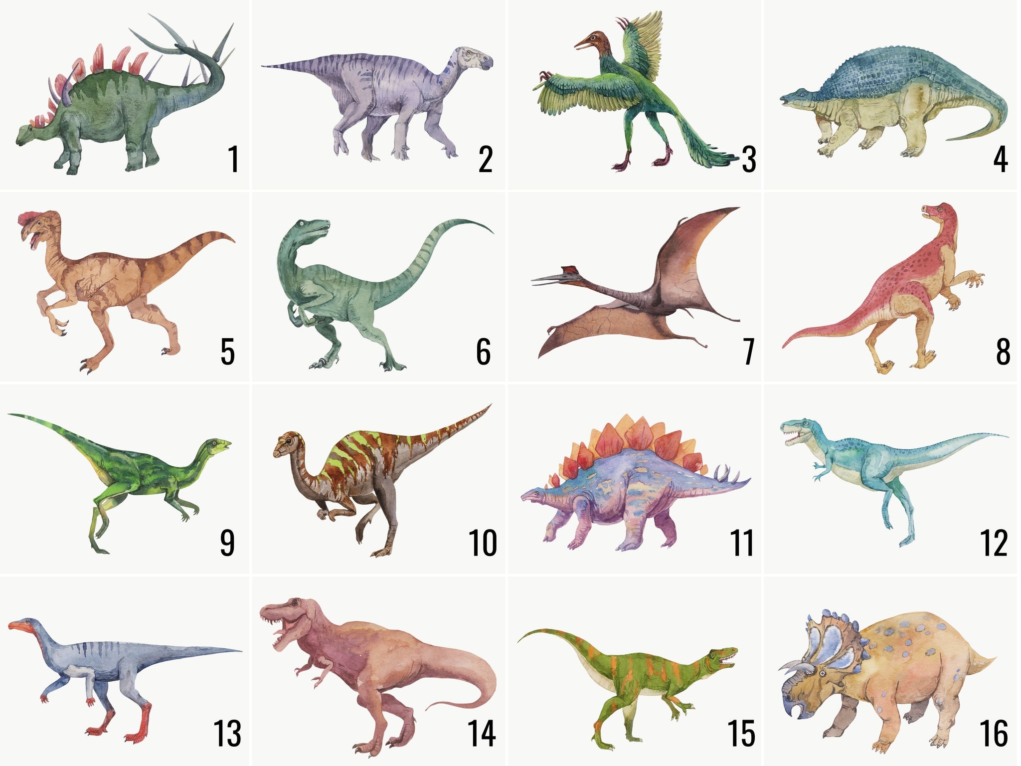 16 dinosaur art prints