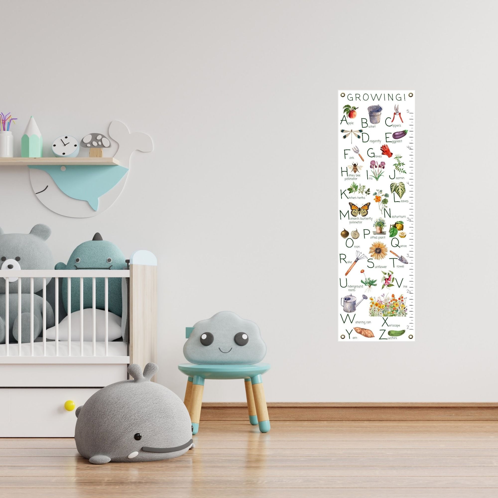 Gardening growth chart in a child's room.