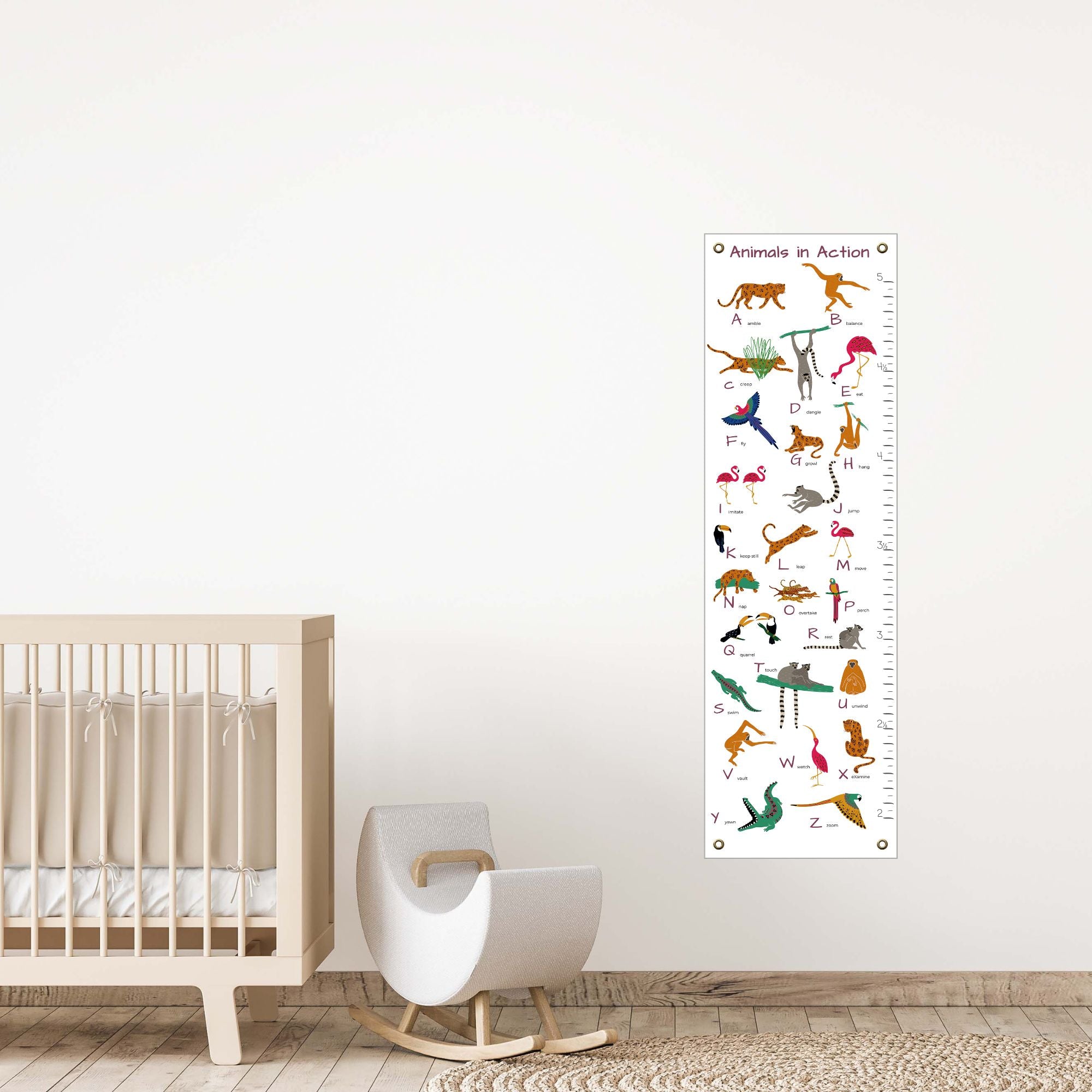 Alphabet growth chart in a baby nursery