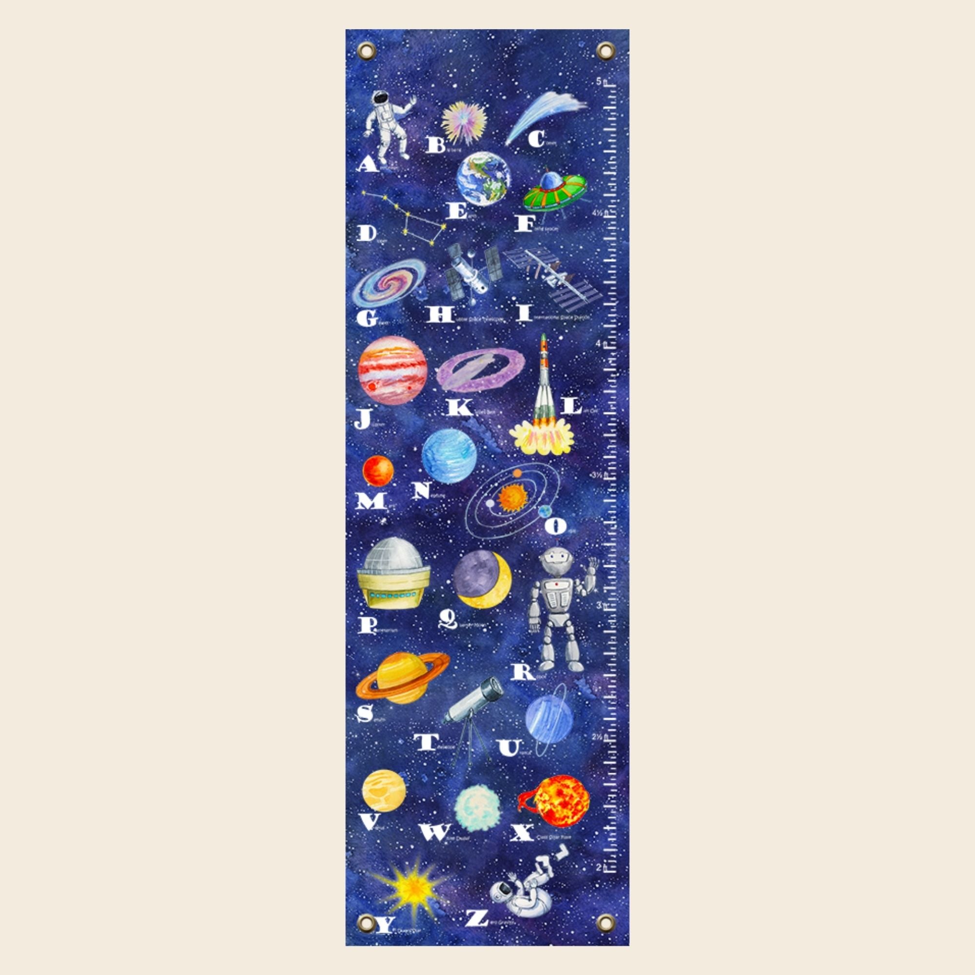 space alphabet canvas growth chart