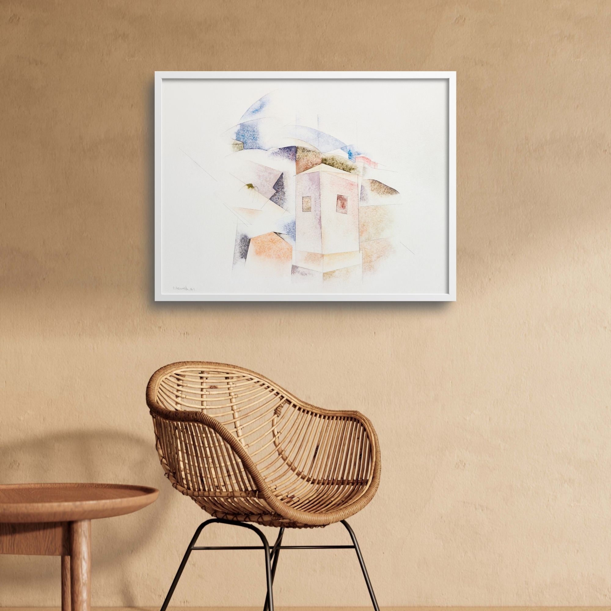 Demuth watercolor Bermuda No. 4 painting next to a chair.