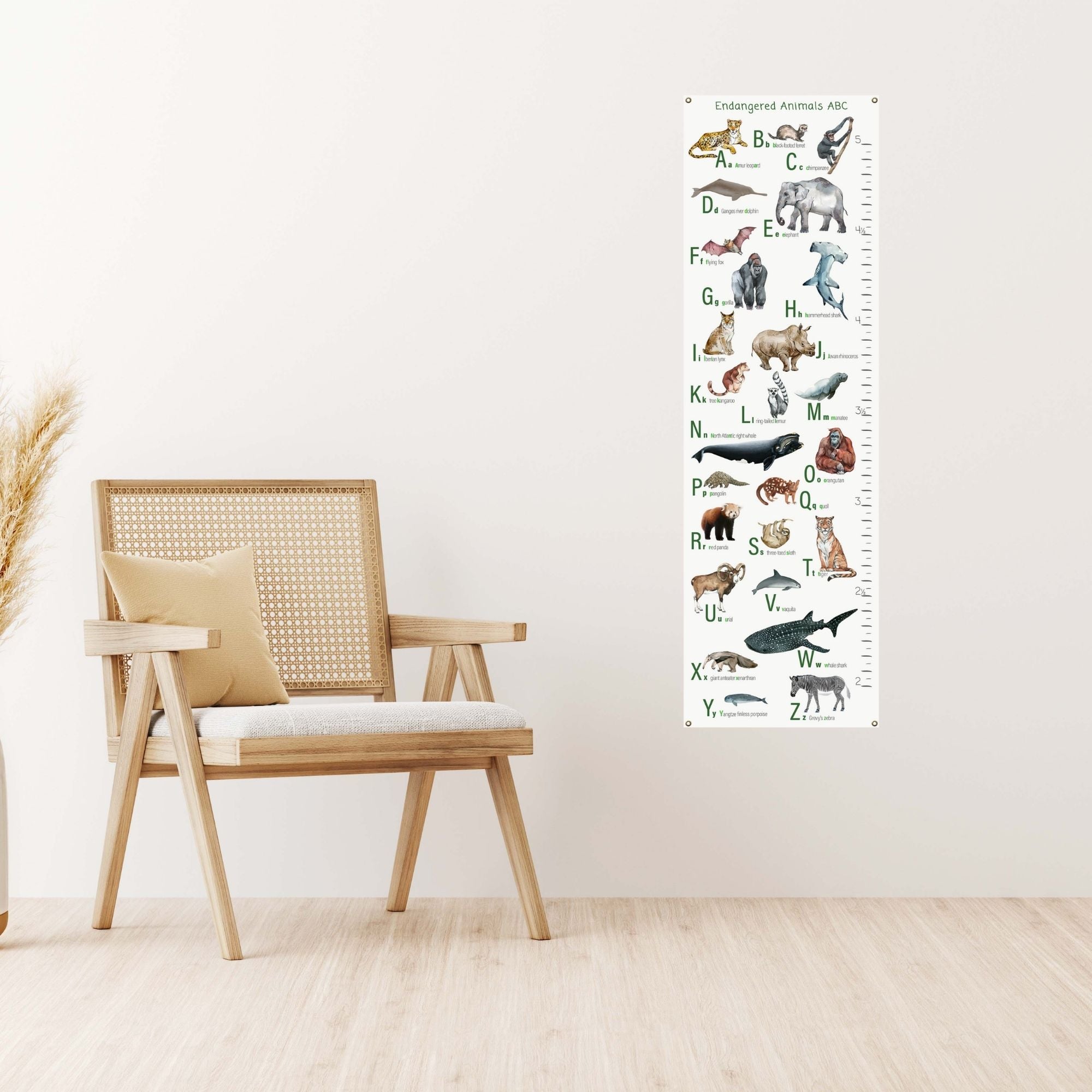 Endangered species growth chart on a wall.