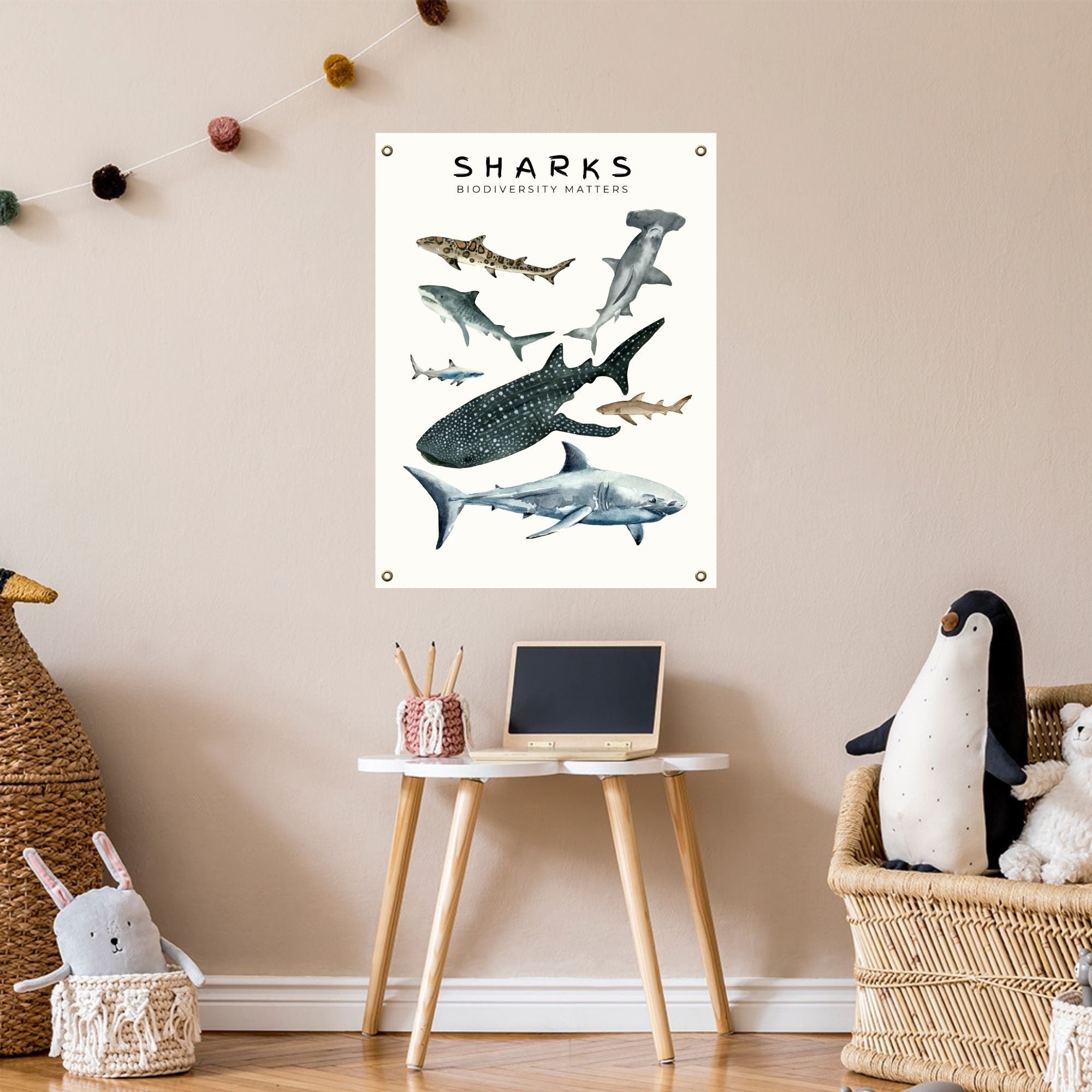 Shark Biodiversity Matters Poster on Archival Fine Art Paper or Canvas