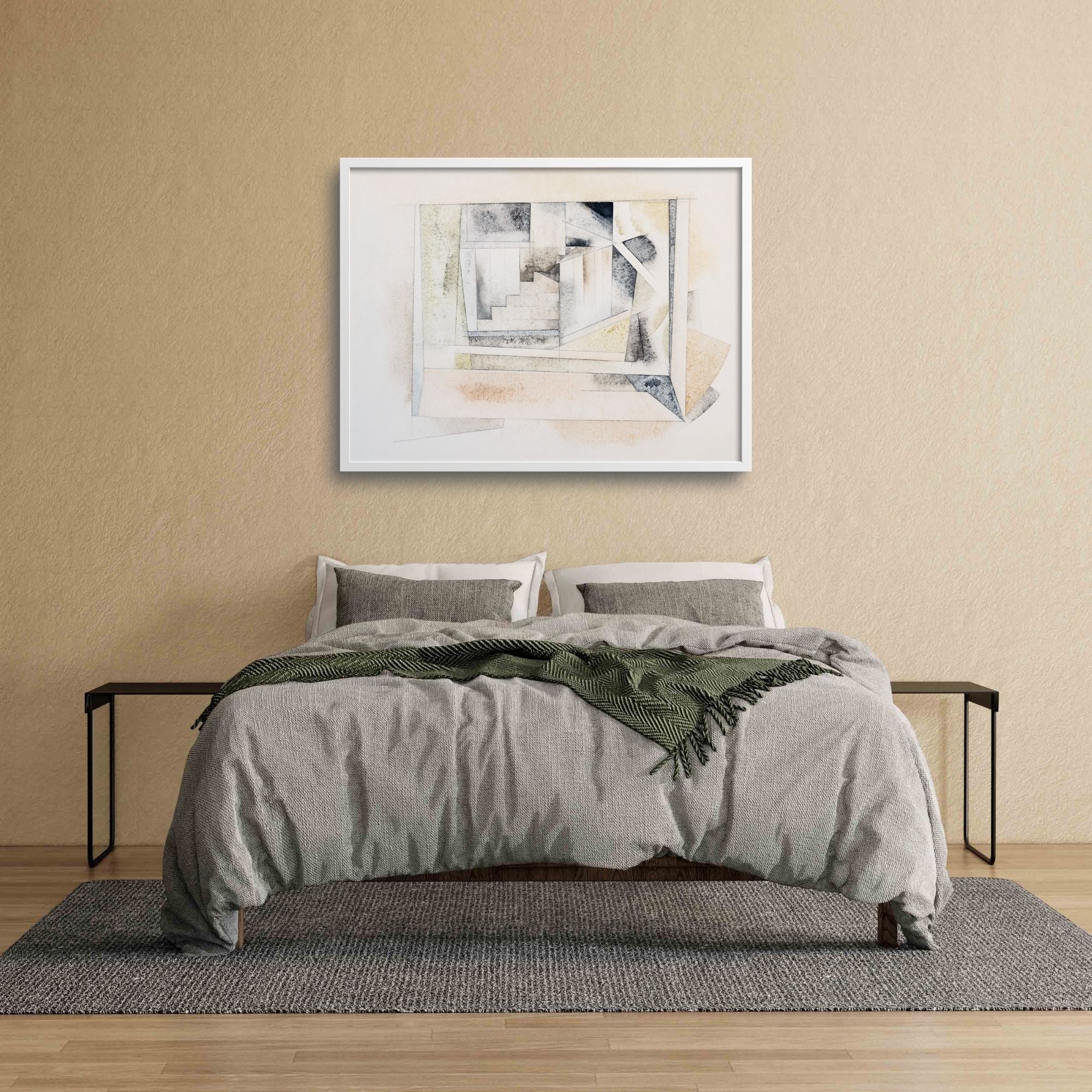 Bermuda stairway fine art print by Charles Demuth in a bedroom.
