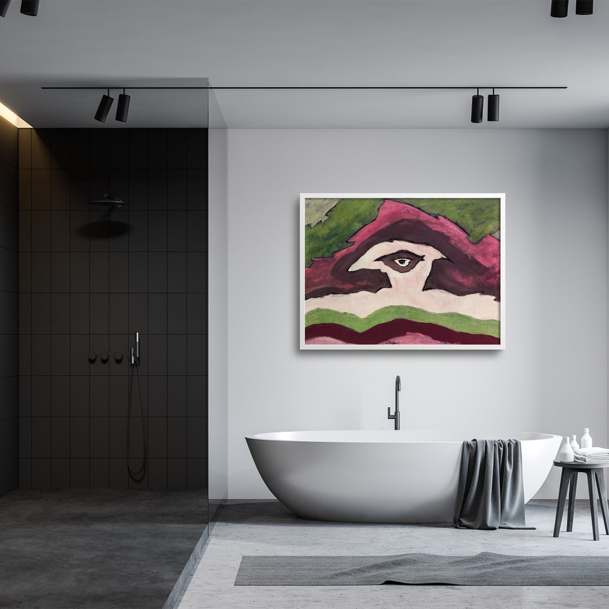 Arthur Dove Storm Clouds in a minimalist bathroom.