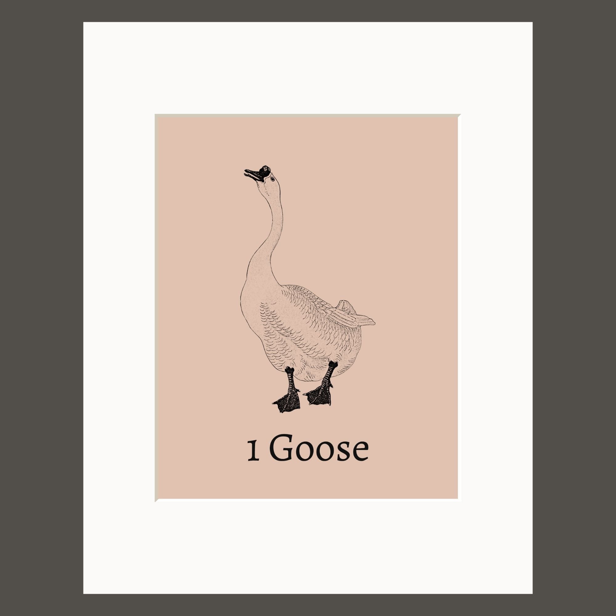 Set of 3 Dusty Pink Counting Geese Art Prints with Mats