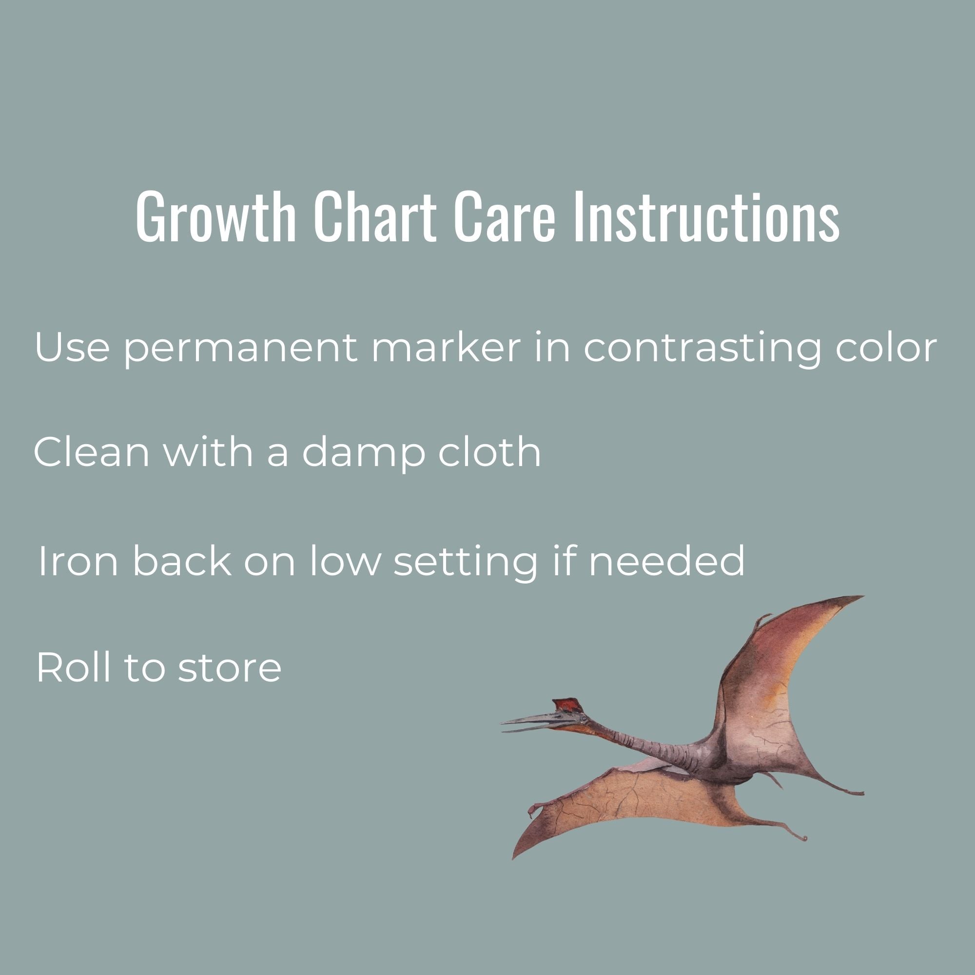 Care instructions for canvas growth chart.