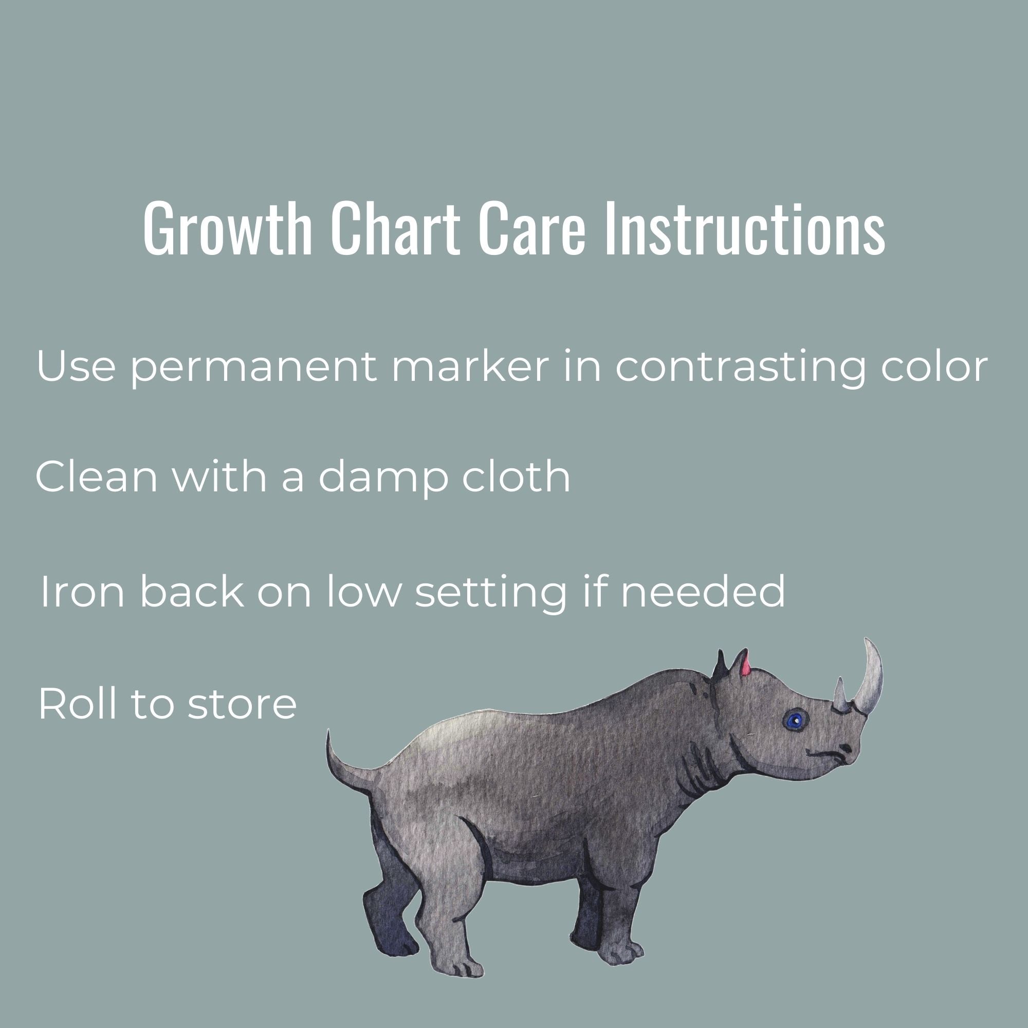 Dera Design growth charts care instructions