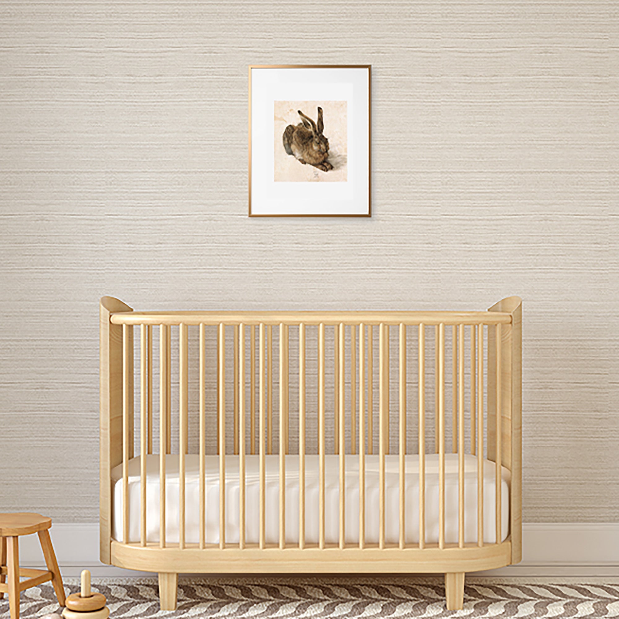 Dürer young hare print in nursery