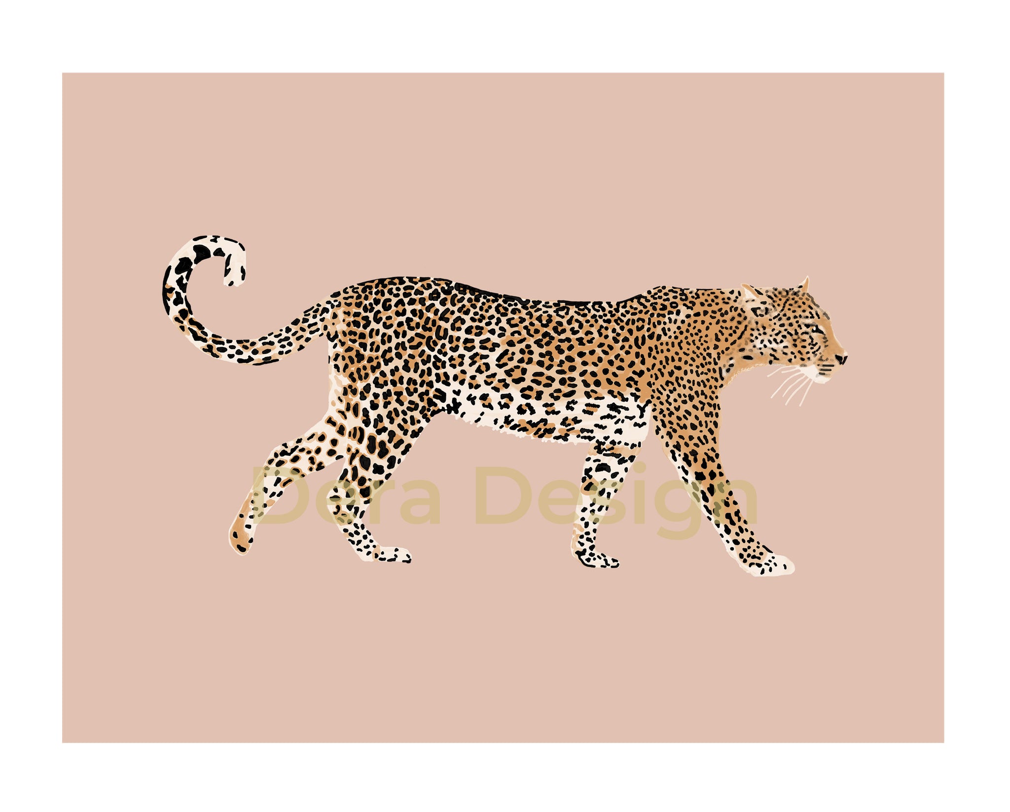 Leopard art print on pink.