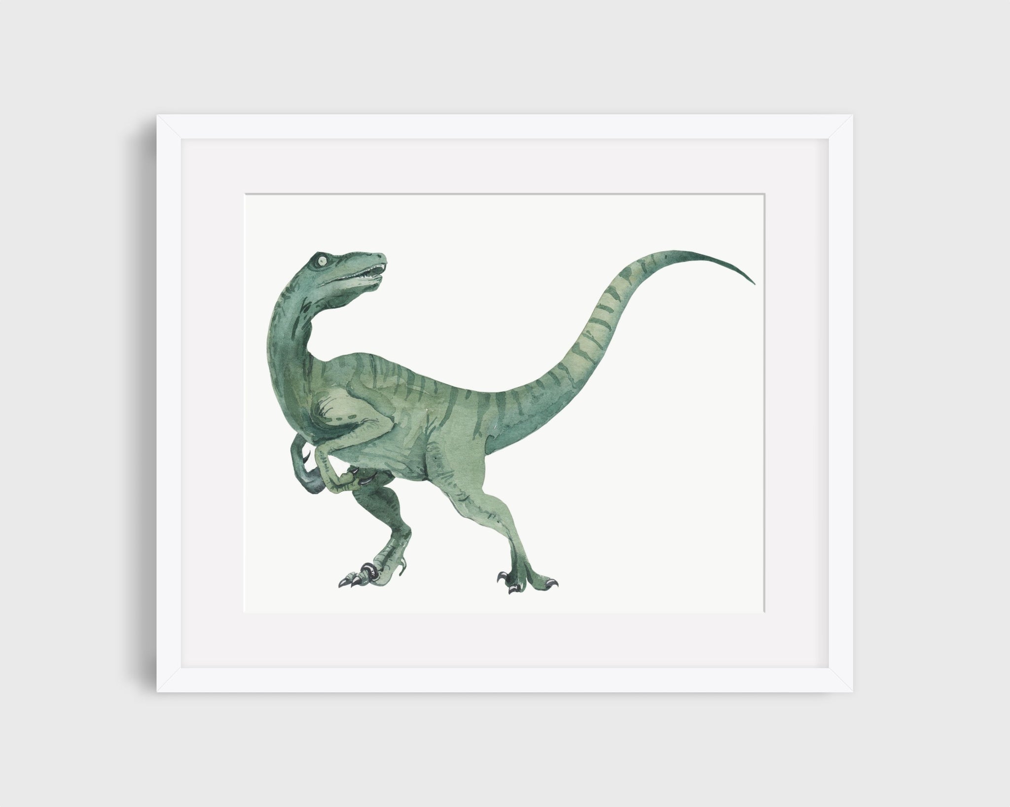 Matted dinosaur art print.