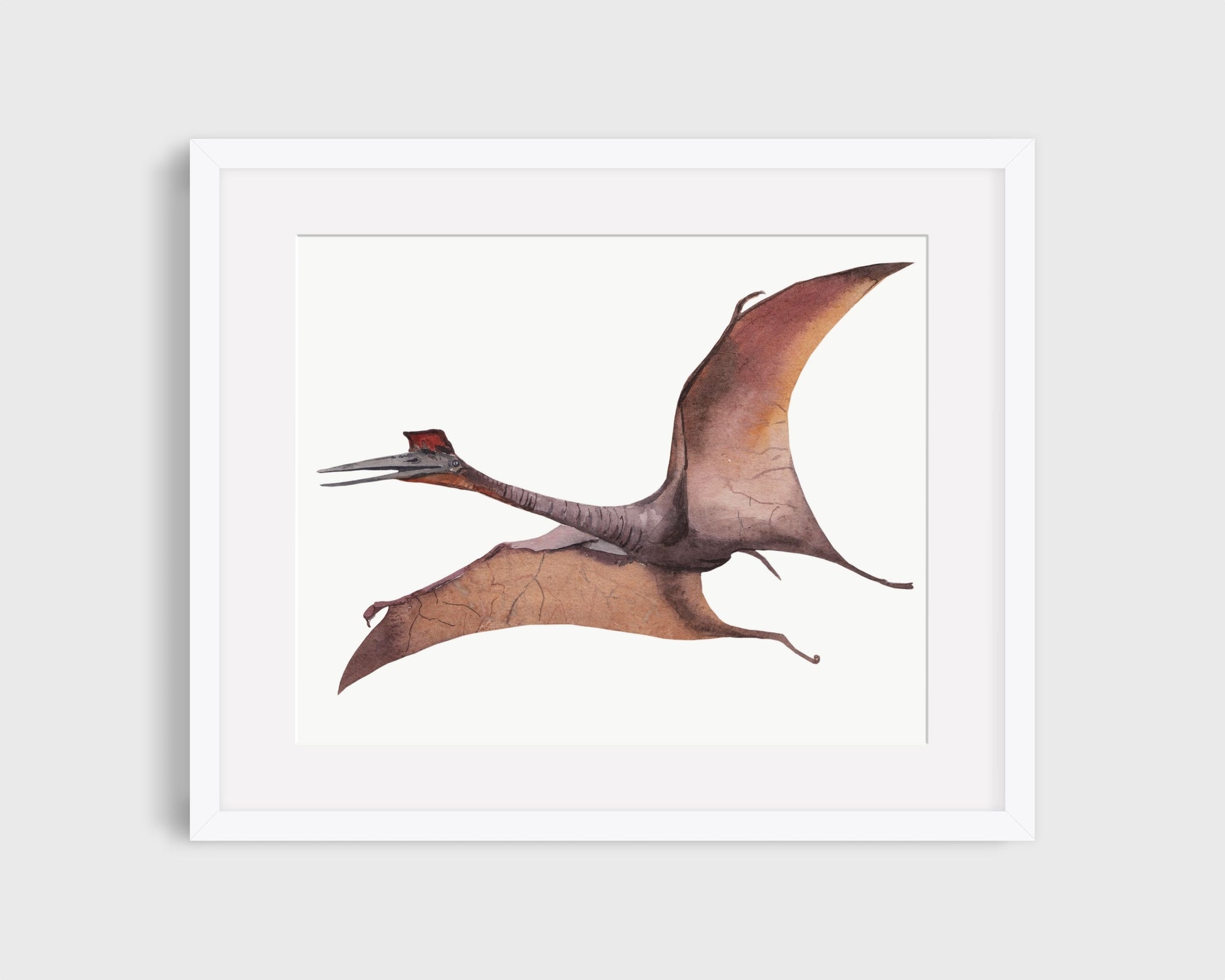 Matted dinosaur art print.