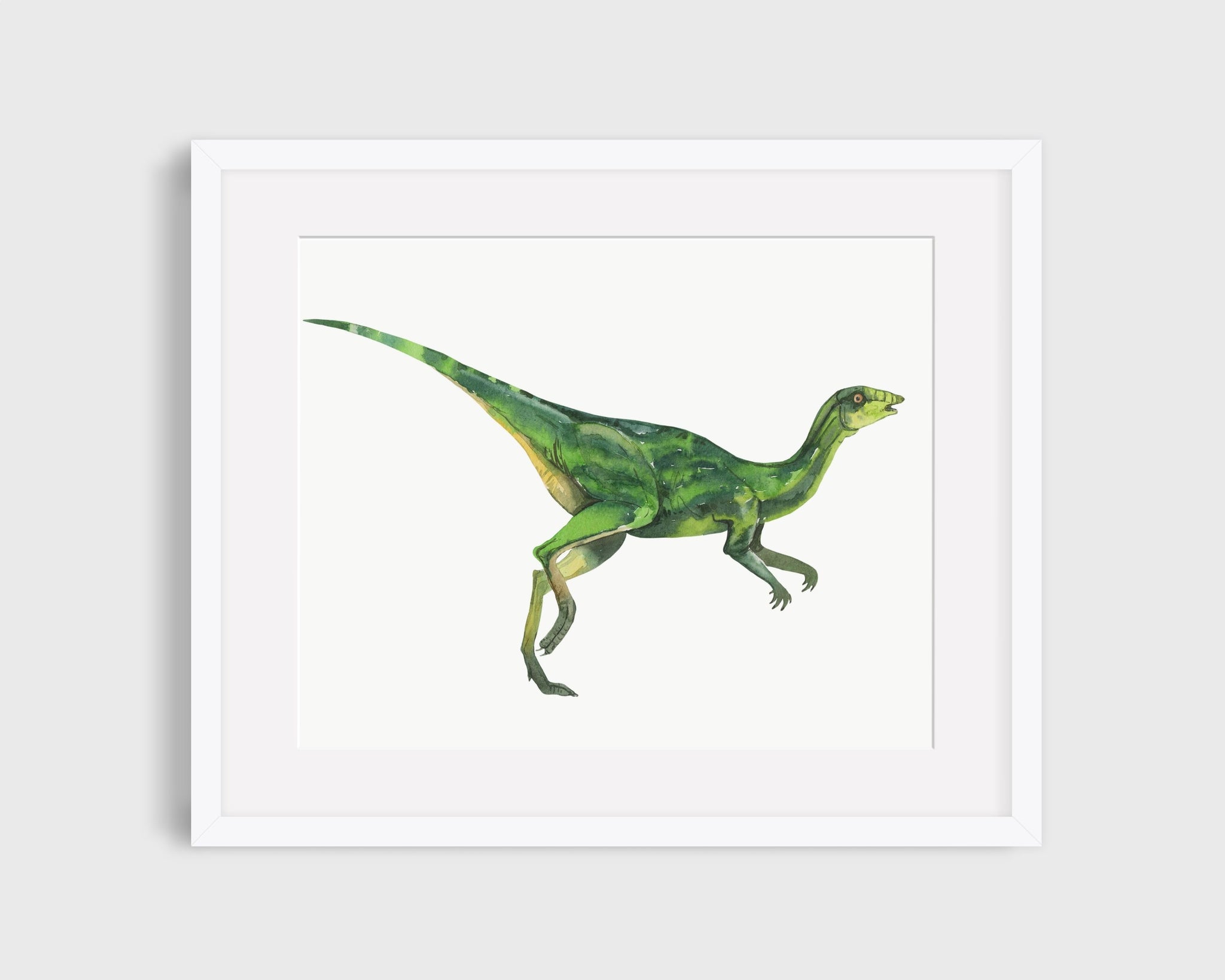 Matted dinosaur art print.