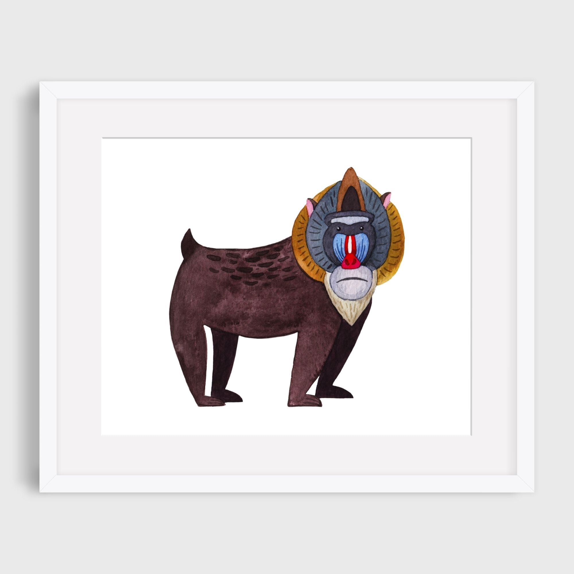 Matted monkey nursery print.