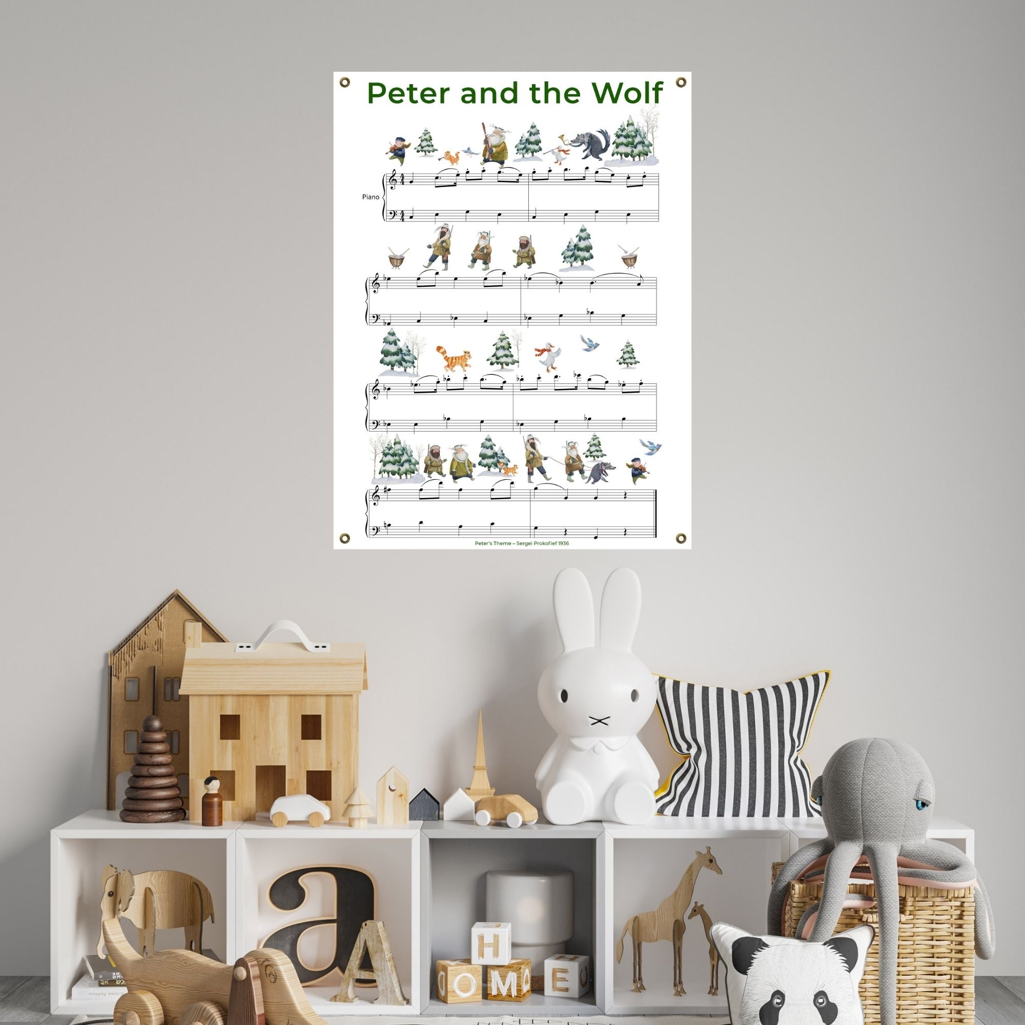 Peter and the Wolf fine art canvas poster with brass grommets