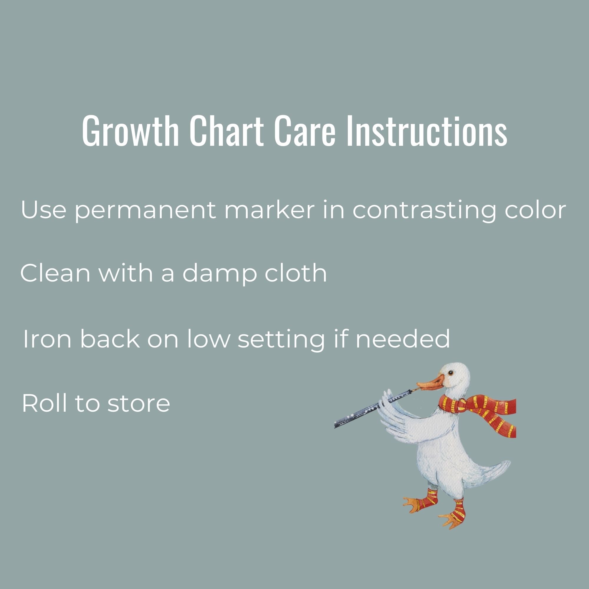 Care instructions for canvas growth chart.