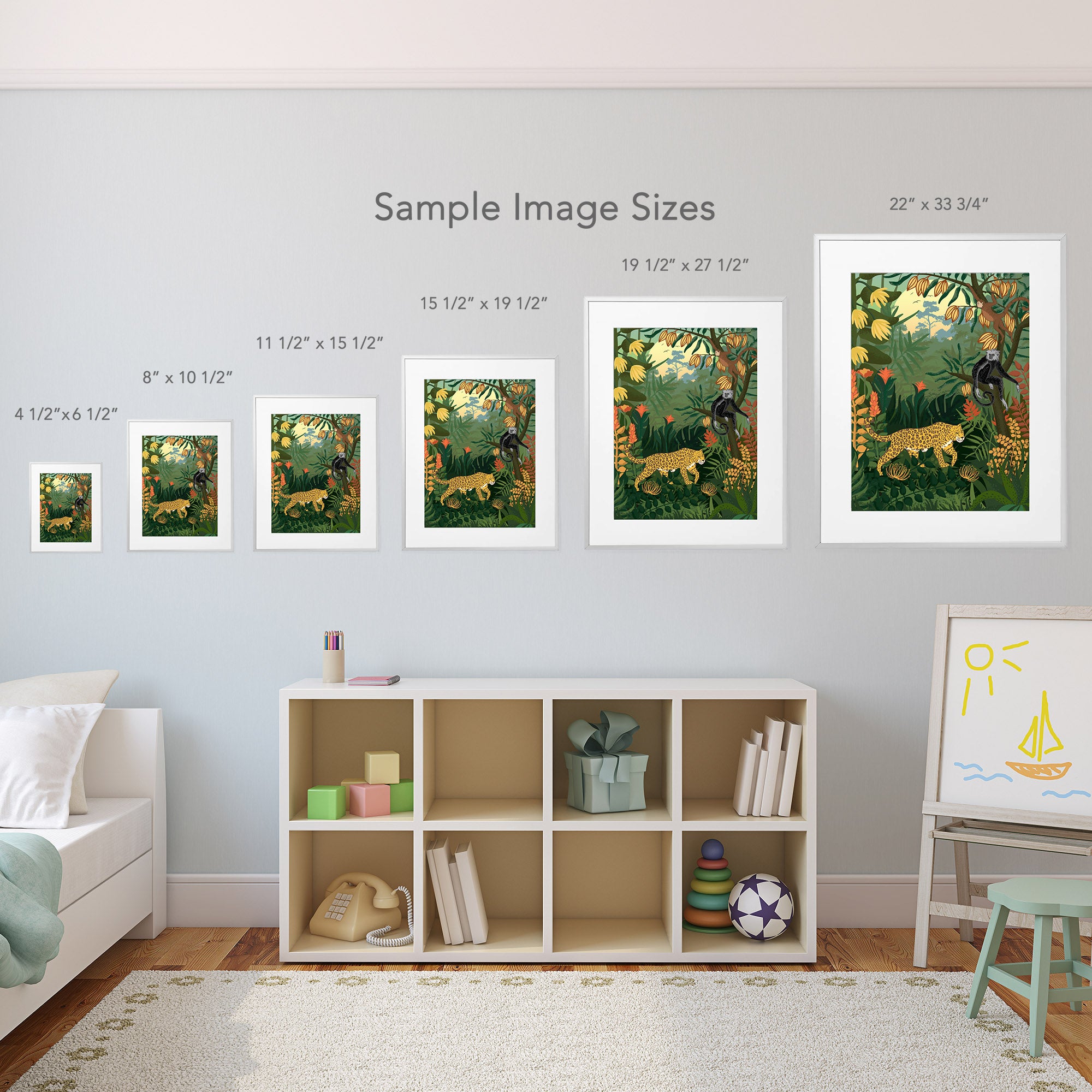 typical size options for jungle print