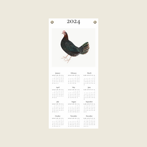 2024 Calendar Featuring Olof Rudbeck's Farm Hen on Canvas
