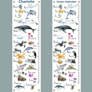 ocean alphabet growth chart  personalized with child's name