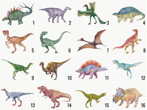 16 dinosaur art prints.