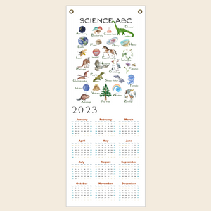 Science Alphabet Calendar on Fine Art Canvas with Brass Grommets for Hanging