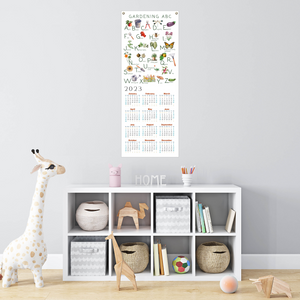 Garden Alphabet Calendar on Fine Art Canvas with Brass Grommets for Hanging