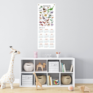 Dinosaur Alphabet Calendar on Fine Art Canvas with Brass Grommets for Hanging