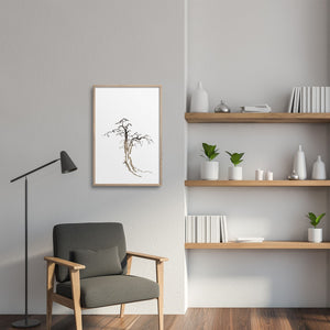 Simple Tree art print in a Japandi style minimalist living room
