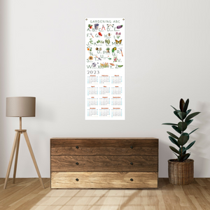 Garden Alphabet Calendar on Fine Art Canvas with Brass Grommets for Hanging