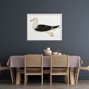 Large Rudbeck gull print over a dining room table.