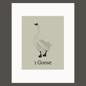 Set of 3 Sage Green Counting Geese Art Prints with Mats
