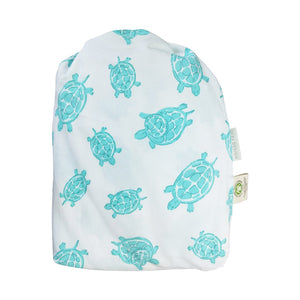GOTS-Certified Organic Cotton Playard Sheet – Aqua Turtle – bag