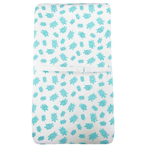 Changing Pad Cover in Turtle Aqua – GOTS-Certified – top view with belt