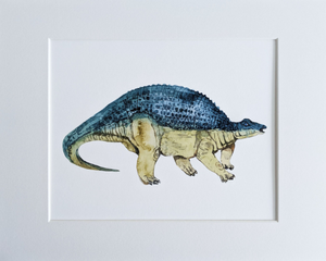 Set of 4 Matted Dinosaur Art Prints