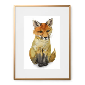 watercolor baby fox art print