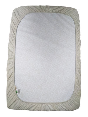 GOTS-Certified Organic Cotton Playard Sheet – Grey Shibori - underside view