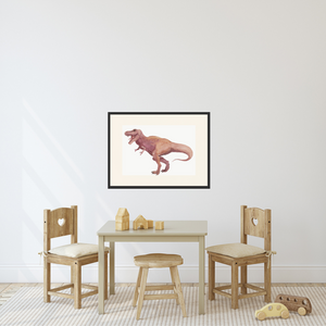 framed tyrannosaurus print in playroom