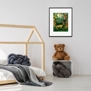 Amazon jungle print with leopard in child's room.