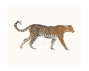 Leopard art print with cream background.