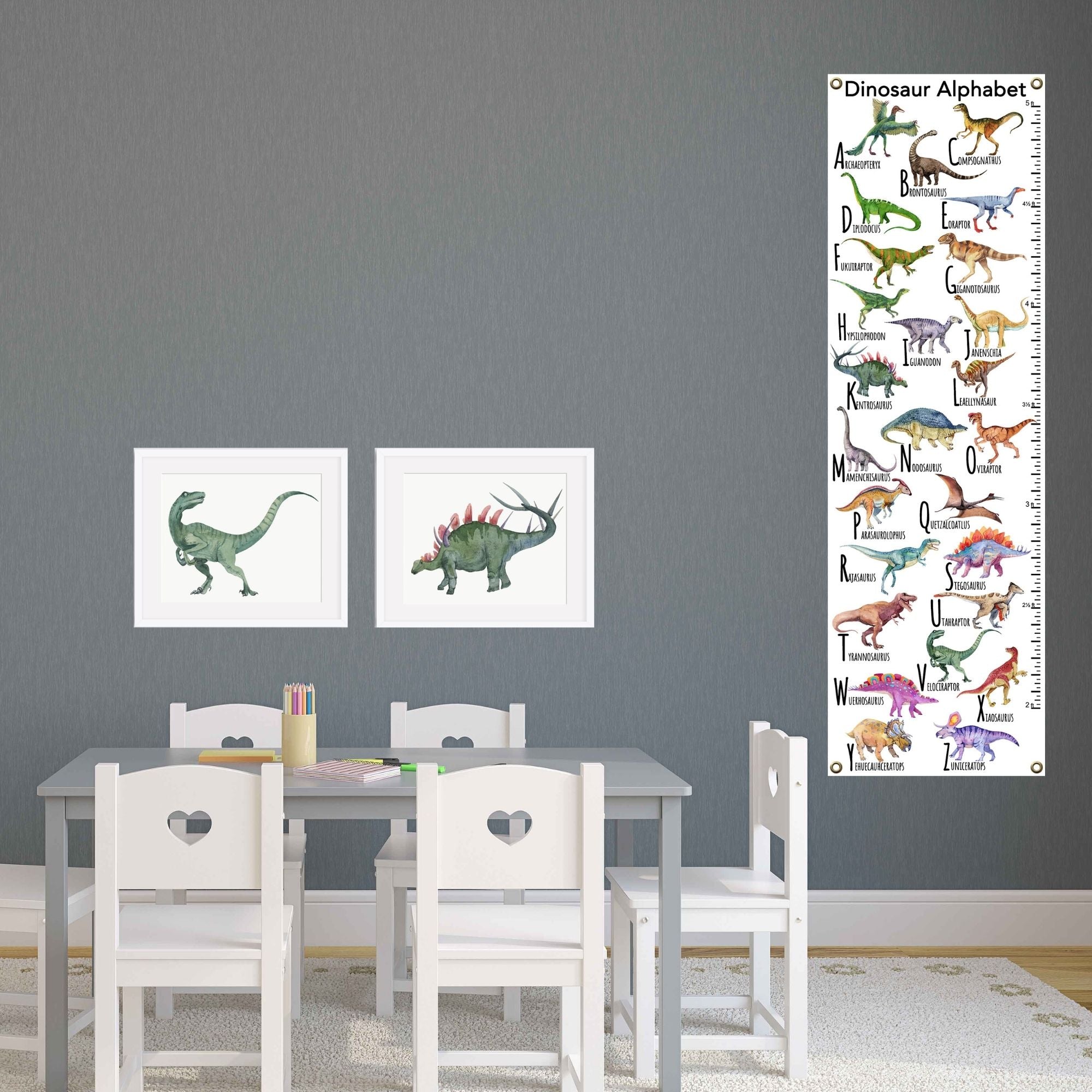 Dinosaur Alphabet Poster on Archival Fine Art Paper or Canvas