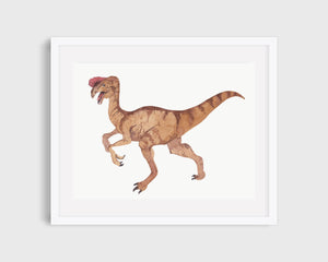 Matted dinosaur art print.