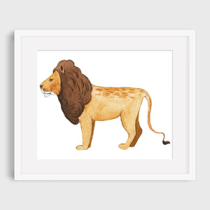 Matted jungle lion nursery print.