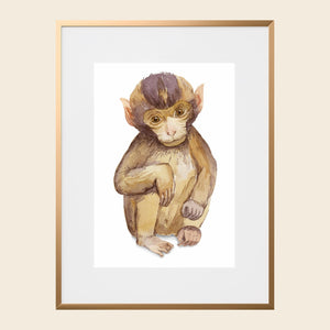 baby monkey art print