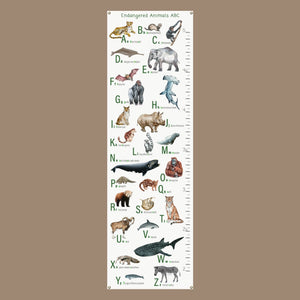 Endangered animals alphabet growth chart.