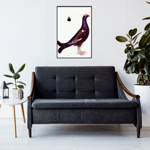Rudbeck Swedish bird print on a living room wall.